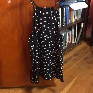 Francesca's Collections Tops - High neck navy and white polka dot blouse Francesca's Collections Tops - High neck navy and white polka dot blouse